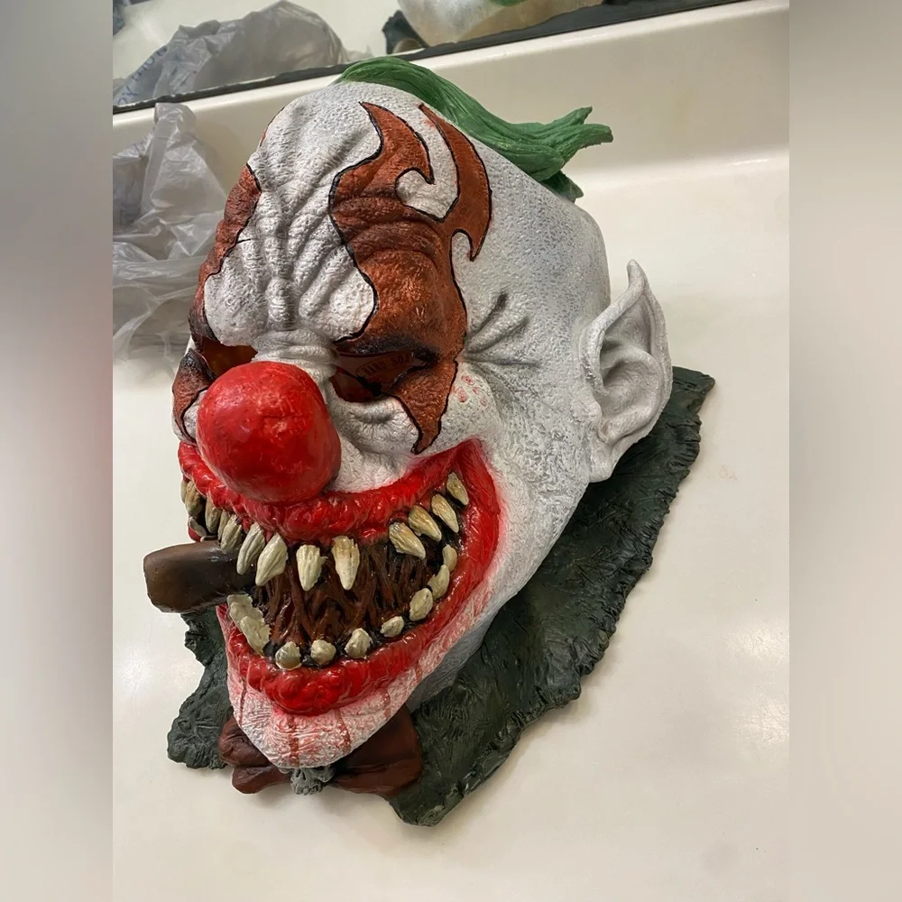 Creepy Clown Halloween Mask with Cigar – Latex Horror Mask